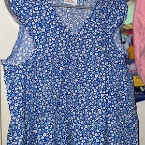 Blue Floral Sleeveless Dress